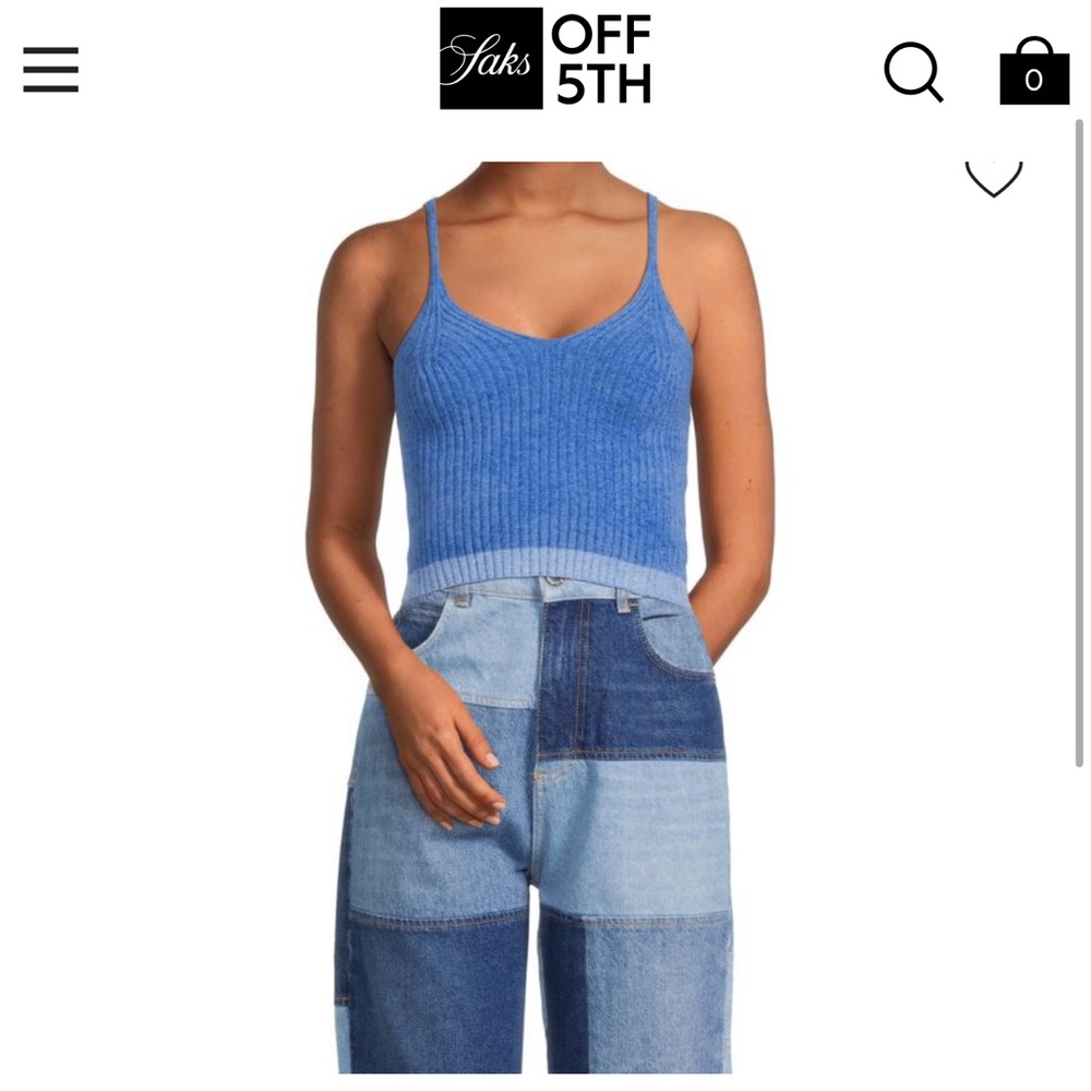 Pinko Crop top Huelva blue sponge Sweater Cami Buttery Soft Ribbed XS Chic